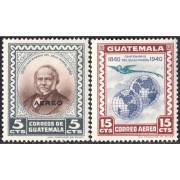 Guatemala A- 141/42 1946 Rowland Hill Centenario del sello postal UPU MNH