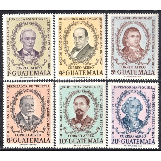 Guatemala A- 277/82 1963 Médicos guatemaltecos Retratos MNH Guatemala A- 277/82 1963 Médicos guatemaltecos Retratos MNH