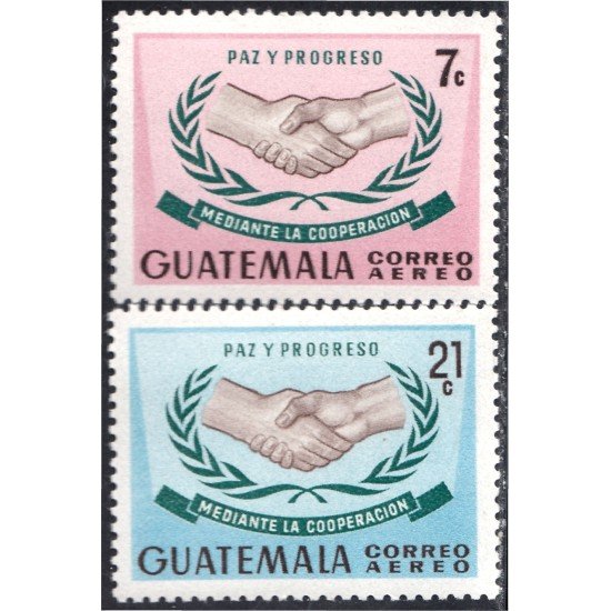 Guatemala A- 371/72 1967 Paz y progreso mediante cooperación MNH Guatemala A- 371/72 1967 Paz y progreso mediante cooperación MNH