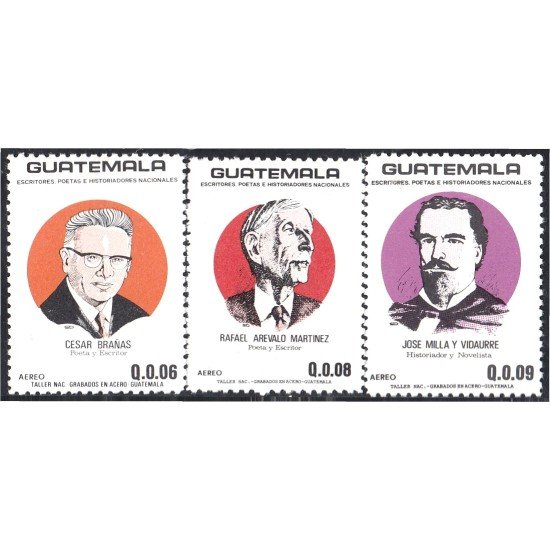 Guatemala A- 817/19 1987 César Brañas Rafeal Arévalo José Milla y Vidaurre MNH Guatemala A- 817/19 1987 César Brañas Rafeal Arévalo José Milla y Vidaurre MNH