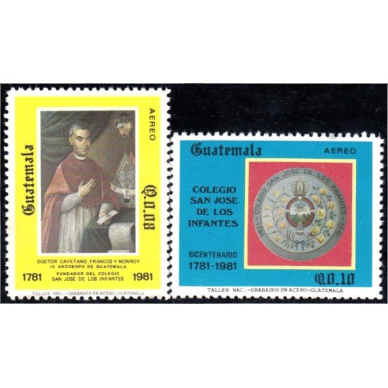 Guatemala A- 813/14 1987 DR. Cayetano Francos y Monroy Colegio San José de los Infantes MNH Guatemala A- 813/14 1987 DR. Cayetano Francos y Monroy Colegio San José de los Infantes MNH