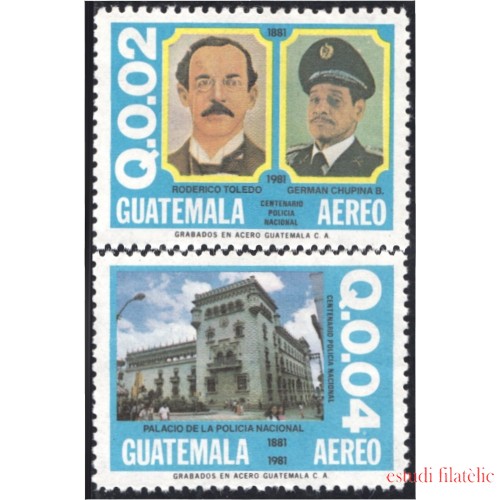 Guatemala A- 742/43 1981 Federico Toledo German Chupina Palacio de la Policía Nacional MNH