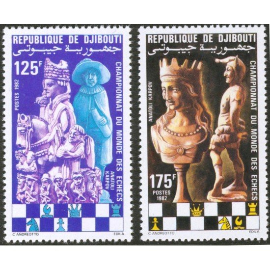 AJZ2 Djibouti  Nº 551/2  331/2  545/6   1982 Ajedrez  MNH