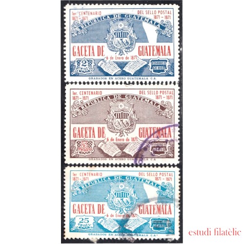 Guatemala A- 459/61 1971 1º Centenario del sello postal usados