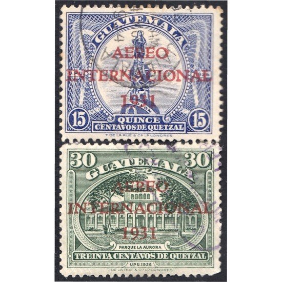 Guatemala A- 14/15 1931 Parque Aurora Monumento de Colón usados