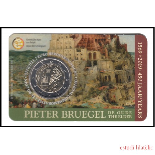 Bélgica 2019 Cartera Oficial Coin Card Moneda 2 € conmemorativos Pieter Brueghel