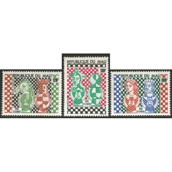 AJZ2 Mali 288/90 595/7 285/7 1977 Ajedrez MNH AJZ2 Mali 288/90 595/7 285/7 1977 Ajedrez MNH