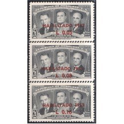 Honduras A- 195/97 1953 Juan Manuel Gálvez Gral. Tiburcio Cáreas y Julio Lozano MH Honduras A- 195/97 1953 Juan Manuel Gálvez Gral. Tiburcio Cáreas y Julio Lozano MH