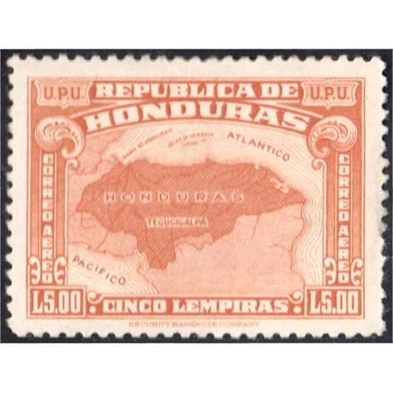 Honduras A- 135 1943 Unión Postal Universal Mapa de Honduras MH Honduras A- 135 1943 Unión Postal Universal Mapa de Honduras MH