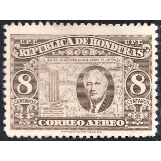 Honduras A- 153 1946 Franklin Roosevelt Sin goma Honduras A- 153 1946 Franklin Roosevelt Sin goma