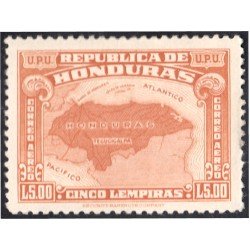 Honduras A- 135 1943 Unión Postal Universal Mapa de Honduras Sin goma