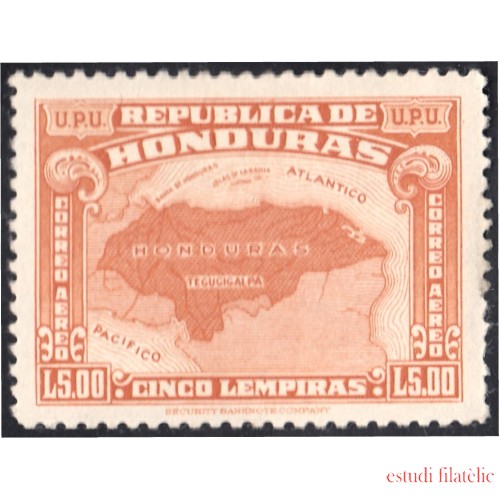 Honduras A- 135 1943 Unión Postal Universal Mapa de Honduras Sin goma