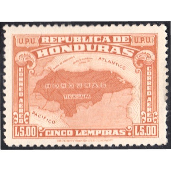 Honduras A- 135 1943 Unión Postal Universal Mapa de Honduras Sin goma Honduras A- 135 1943 Unión Postal Universal Mapa de Honduras Sin goma