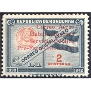 Honduras A- 101 1940 Unión Postal Universal Escudo y Bandera Sin goma