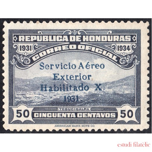 Honduras A- 54B 1932 Valle Tegucigalpa Sin goma