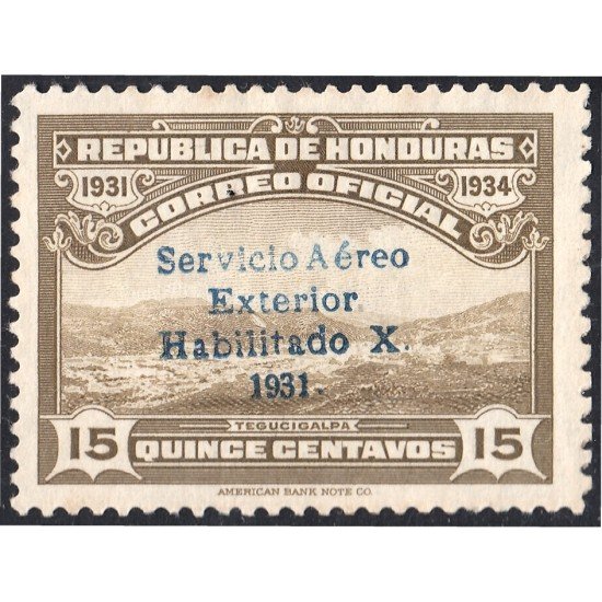 Honduras A- 52B 1932 Valle Tegucigalpa Sin goma Honduras A- 52B 1932 Valle Tegucigalpa Sin goma