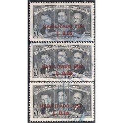 Honduras A- 195/97 1953 Juan Manuel Gálvez Gral. Tiburcio Cáreas y Julio Lozano usados Honduras A- 195/97 1953 Juan Manuel Gálvez Gral. Tiburcio Cáreas y Julio Lozano usados