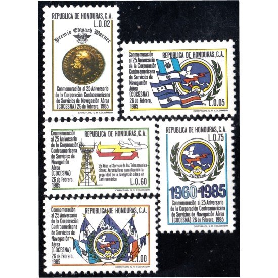 Honduras 270/74 1986 25 Aniversario de la Corporación Centraomericana de Servicios de Navegación Aérea MNH Honduras 270/74 1986 25 Aniversario de la Corporación Centraomericana de Servicios de Navegación Aérea MNH