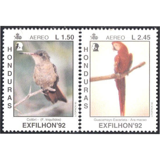 Honduras A- 792/93 1992 Exfilna 92 Pájaros Birds MNH Honduras A- 792/93 1992 Exfilna 92 Pájaros Birds MNH
