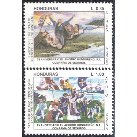 Honduras A- 783/84 1992 75 Aniversario de El Ahorro Compañía de Seguros MNH Honduras A- 783/84 1992 75 Aniversario de El Ahorro Compañía de Seguros MNH