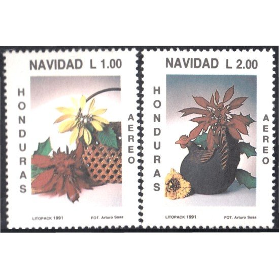 Honduras A- 772/73 1991 Navidad Christmas flores MNH Honduras A- 772/73 1991 Navidad Christmas flores MNH