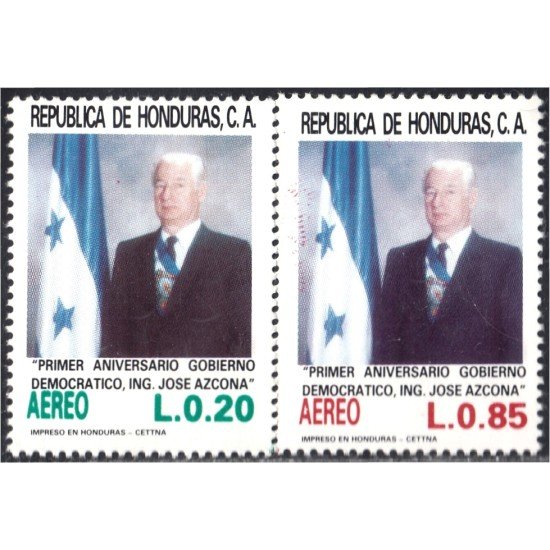 Honduras A- 708/09 1987 Presidente José Azcona MNH Honduras A- 708/09 1987 Presidente José Azcona MNH