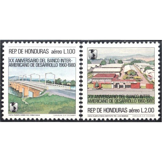 Honduras A- 684/85 1983 XX Aniversario del Banco Interamericano de desarrollo MNH Honduras A- 684/85 1983 XX Aniversario del Banco Interamericano de desarrollo MNH