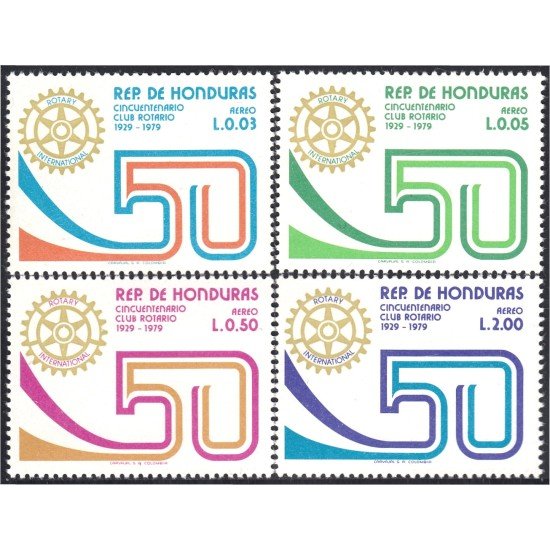 Honduras A- 632/35 1979 Cincuentenario Club Rotario Rotary MNH Honduras A- 632/35 1979 Cincuentenario Club Rotario Rotary MNH