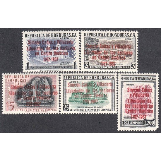 Honduras A- 389/93 1967 Simeon Cañas Libertador de los esclavos en Centroamerica MNH Honduras A- 389/93 1967 Simeon Cañas Libertador de los esclavos en Centroamerica MNH