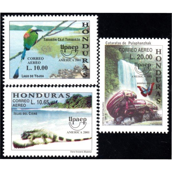 Honduras A- 1074/76 2001 América Upaep Pájaro Taragón Cejí Turqueza Islas del Cisne MNH Honduras A- 1074/76 2001 América Upaep Pájaro Taragón Cejí Turqueza Islas del Cisne MNH