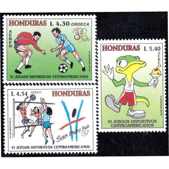 Honduras A- 871/73 1996 VI Juegos Deportivos Centroamericanos Fútbol Voleyball MNH Honduras A- 871/73 1996 VI Juegos Deportivos Centroamericanos Fútbol Voleyball MNH