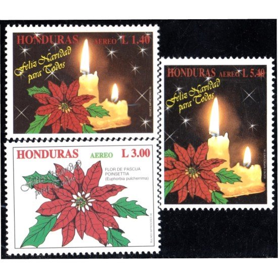 Honduras A- 868/70 1996 Navidad Christmas Flor de Pascua MNH Honduras A- 868/70 1996 Navidad Christmas Flor de Pascua MNH