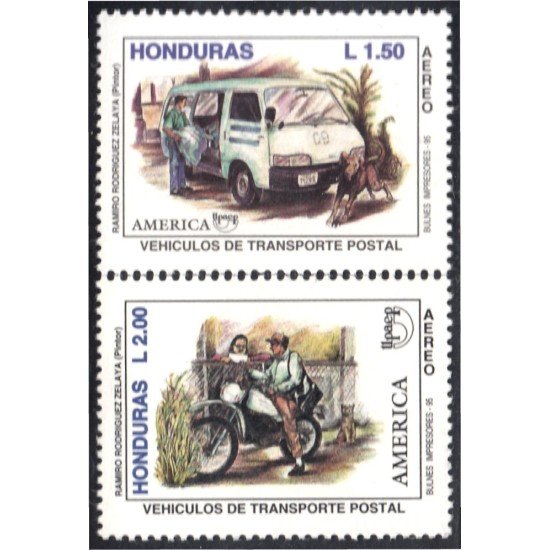 Honduras A- 856AB 1995 América Upaep Vehículos de transporte postal MNH Honduras A- 856AB 1995 América Upaep Vehículos de transporte postal MNH