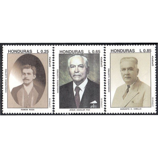 Honduras A- 843/45 1993 Ramón Rosa Jesús Aguilar Paz Augusto C. Coello MNH Honduras A- 843/45 1993 Ramón Rosa Jesús Aguilar Paz Augusto C. Coello MNH