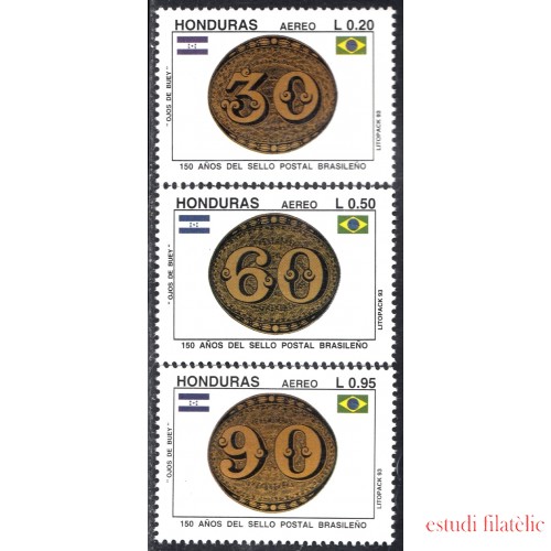 Honduras A- 829/31 1993 150 Años del sello posatl brasileño MNH