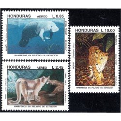 Honduras A- 806/08 1993 Mamíferos en peligro de extinción Jaguar Puma y Manatí MNH