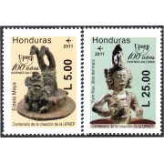 Honduras A- 1356/57 2011 Centenario de la Upaep Esculturas Mayas MNH