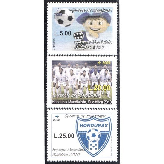Honduras A- 1340/42 2009 Honduras Mundialista Sudáfrica 2010 Fútbol MNH