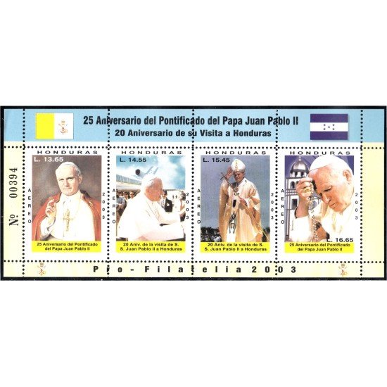 Honduras A- 1155/58 2003 SS Juan Pablo II MNH Honduras A- 1155/58 2003 SS Juan Pablo II MNH