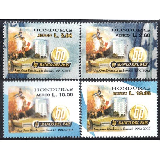 Honduras A- 1117/20 2002 10 Aniversario del Banco del País MNH Honduras A- 1117/20 2002 10 Aniversario del Banco del País MNH