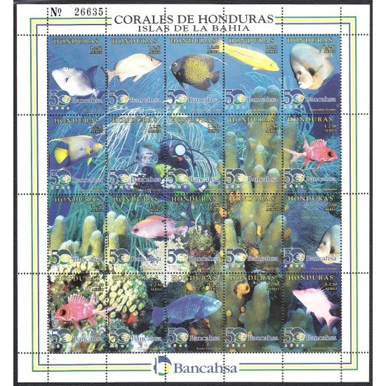 Honduras A- 933/52 1998 Corales Islas de la Bahía Fauna MNH Honduras A- 933/52 1998 Corales Islas de la Bahía Fauna MNH