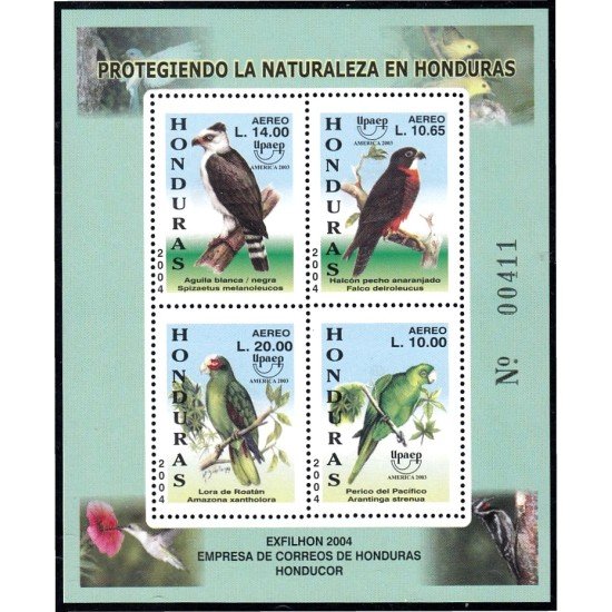 Honduras HB 73 2004 Pájaros Birds Águila Halcón Perico Loro MNH Honduras HB 73 2004 Pájaros Birds Águila Halcón Perico Loro MNH