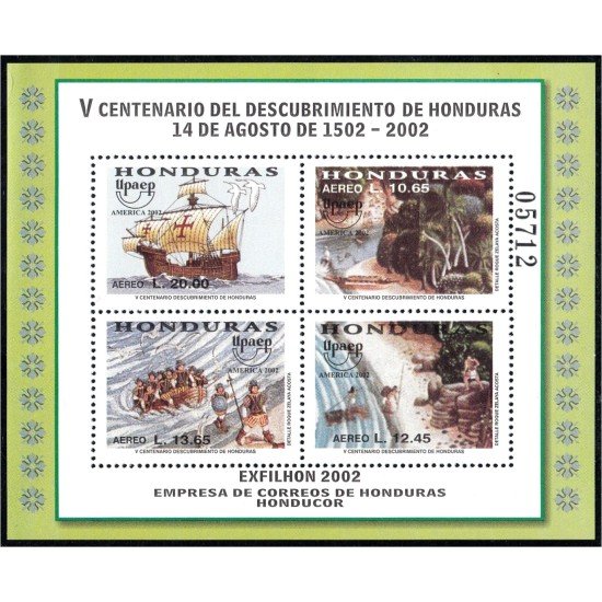 Honduras HB 68 2002 América Upaep Exfhilon 2002 V centenario del descubrimiento de Honduras MNH Honduras HB 68 2002 América Upaep Exfhilon 2002 V centenario del descubrimiento de Honduras MNH