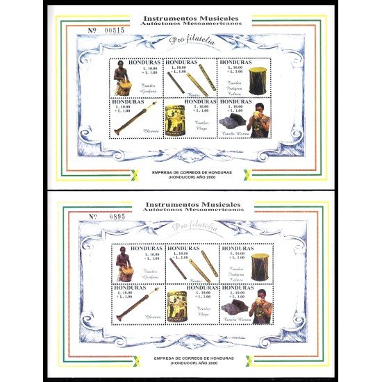 Honduras HB 60/61 2000 Instrumentos Musicales Autóctonos Mesoamericanos MNH