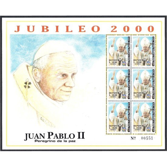 Honduras HB 59A 2000 SS Juan Pablo II MNH Honduras HB 59A 2000 SS Juan Pablo II MNH