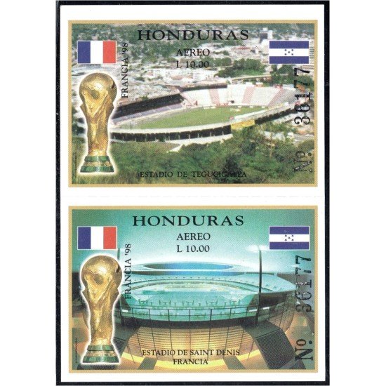 Honduras HB 55/56 1998 Estadio de Tegucigalpa y Estadio de Saint Denis fútbol MNH Honduras HB 55/56 1998 Estadio de Tegucigalpa y Estadio de Saint Denis fútbol MNH
