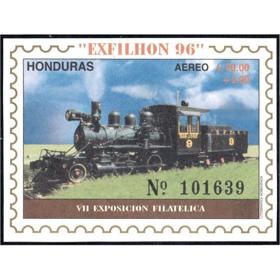 Honduras HB 51 1996 Exfhilon 96 VII Exposición Filatélica Tren Train MNH Honduras HB 51 1996 Exfhilon 96 VII Exposición Filatélica Tren Train MNH