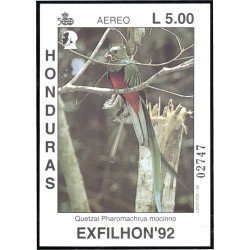 Honduras HB 49 1992 Exfhilon 92 Pájaro Bird Quetzal MNH Honduras HB 49 1992 Exfhilon 92 Pájaro Bird Quetzal MNH