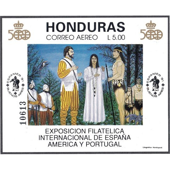 Honduras HB 44 1991 Espamer 91 Exposición Internacional España América - Portugal MNH Honduras HB 44 1991 Espamer 91 Exposición Internacional España América - Portugal MNH
