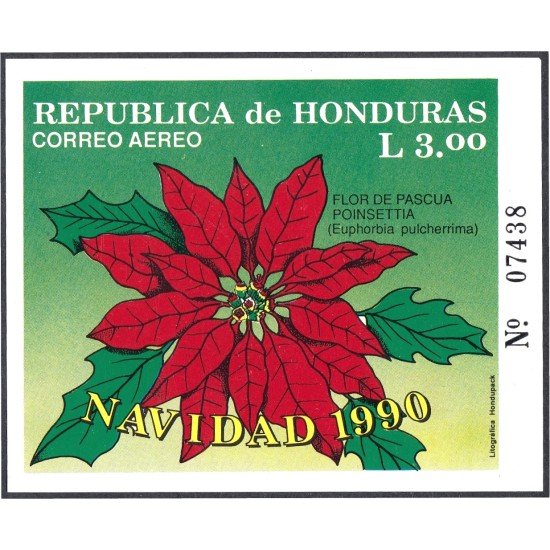Honduras HB 42A 1990 Navidad Christmas Flor Flower MNH Honduras HB 42A 1990 Navidad Christmas Flor Flower MNH
